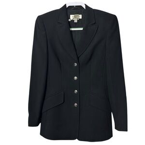 Escada by Margaretha Ley Black Wool Blend Blazer Vtg